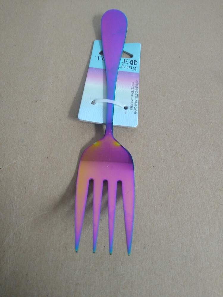 Towle Living Basic Rainbow Colorful Large Cold Meat Fork