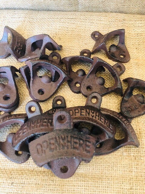 100 Rustic Cast Iron OPEN HERE Wall Mounted Beer Bottle Openers Bar Work Kitchen