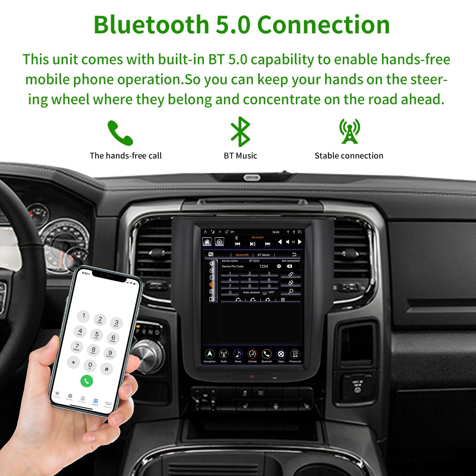 GEN 4 Android Car Radio Tesla Screen for Dodge RAM 1500 2500 3500 2013-18 Stereo