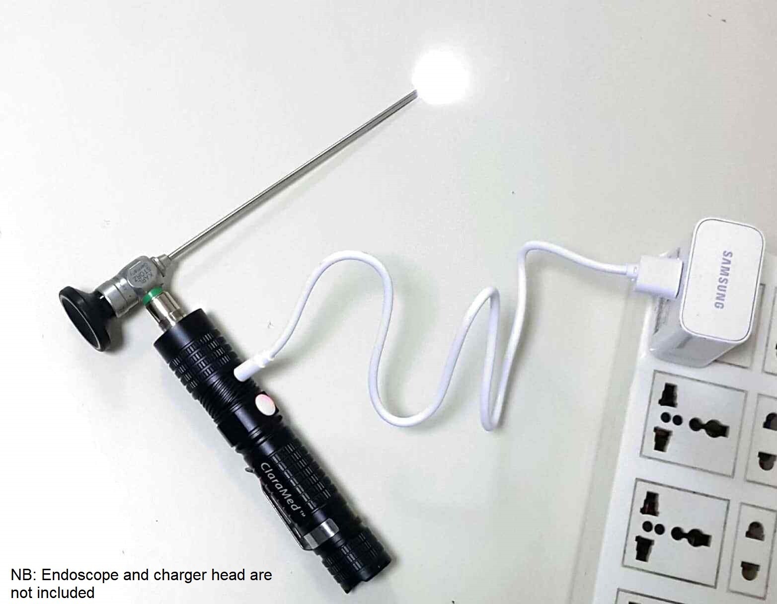 ClaraMed phone endoscope adapter with Olympus compatible LED light source S3