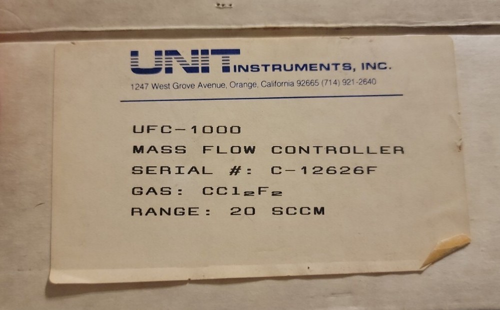 Unit Instruments UFC-1000 Mass Flow Controller 500 PSI
