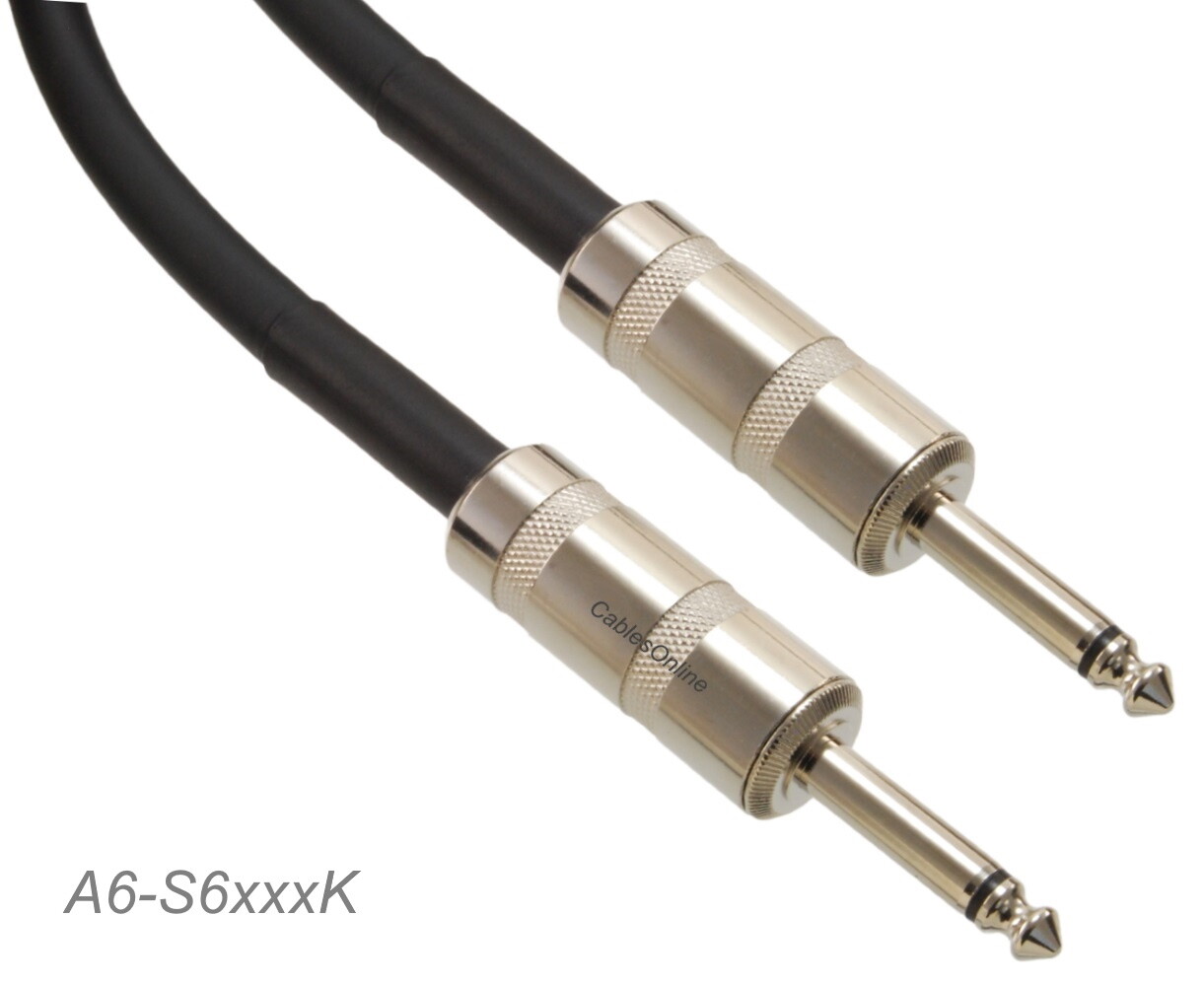 1/4" Mono TS Male to Male 14AWG 9.2mm OD Speaker Audio Cable