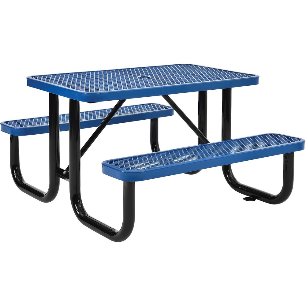 4' Rectangular Expanded Metal Picnic Table 48"L x 62"WBlue