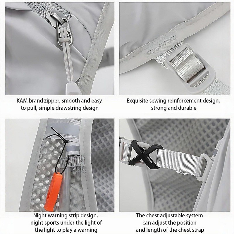 Running Vest Lightweight Hydration Backpack Breathable for Running Cycling Gray