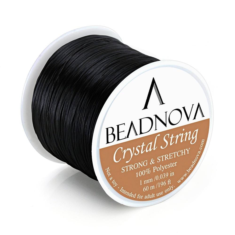 BEADNOVA 1mm Elastic Stretch Crystal String Cord for Jewelry Making Black
