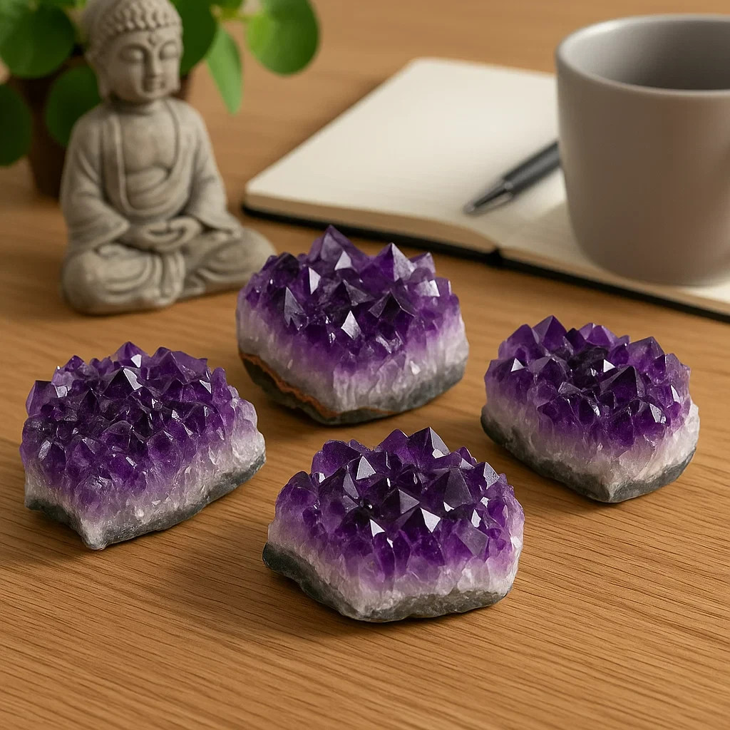 Natural Amethyst Cluster Purple Crystal Stone Healing Crystal Mineral Home Decor