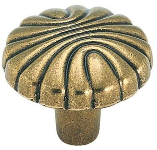 1-1/4" Rustic Shell Knob Antique Brass