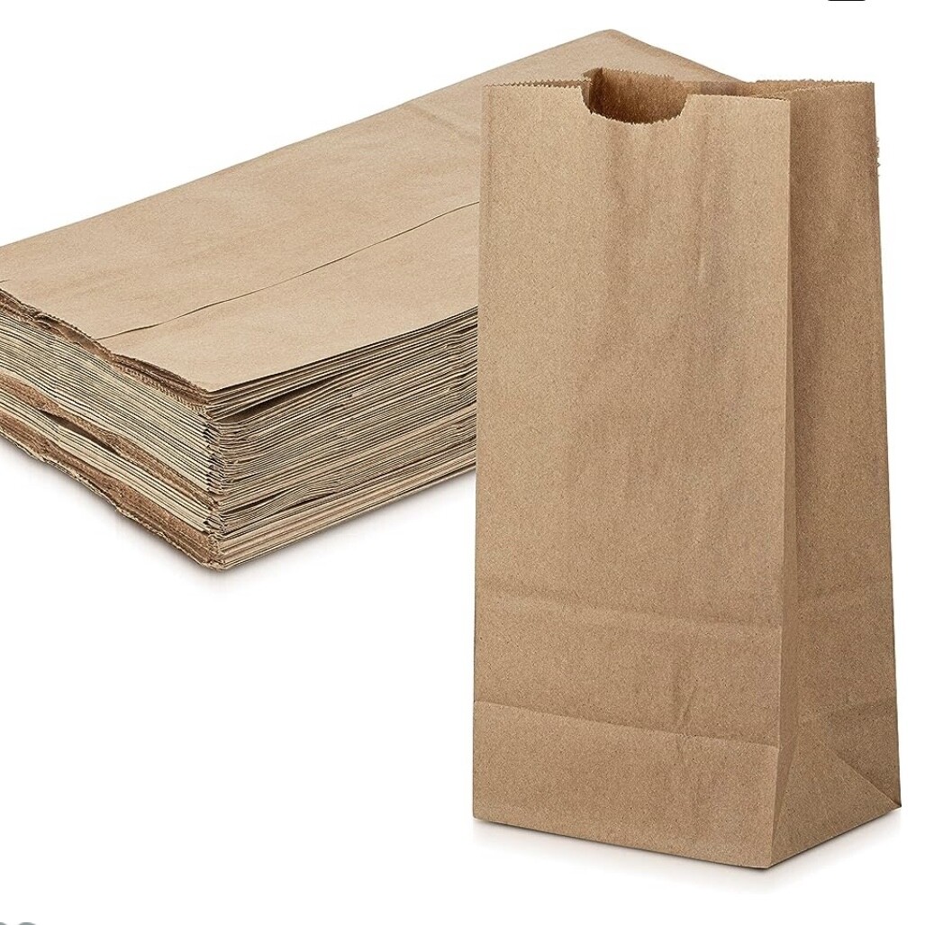 Brown Paper Bag Lunch Grocery Shopping Take out Bags Capacity 2, 4, 6, 8, 12 Lbs