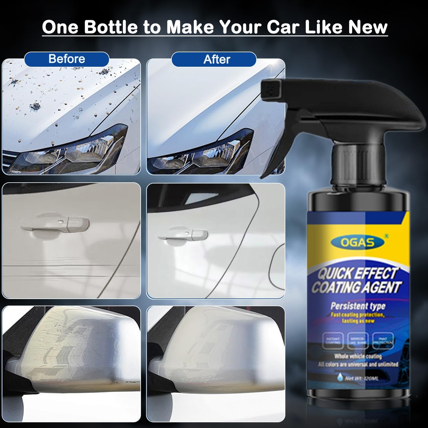 Quick Effect Coating Agent, Ceramic Coating Spray for Car Wax Polish Paint Scrat