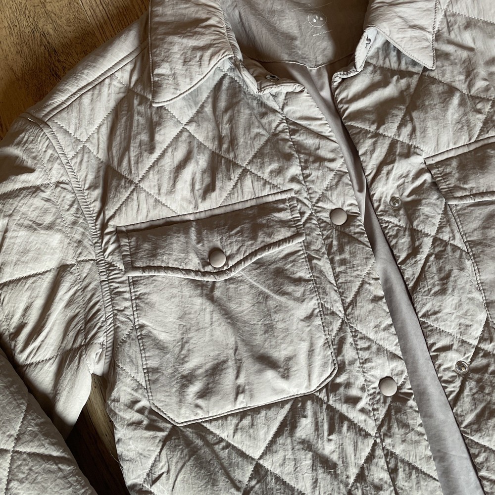 M&S Fawn Textured Quilted Collared Shacket Jacket Size 8