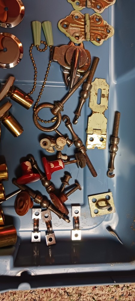 Lot VTG Misc Hardware CABINET Pulls Knobs BACK PLATES LIGHT PULLS CHAIR BOOTS
