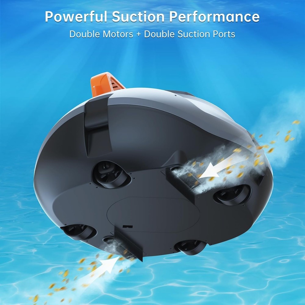 Cordless Robotic Pool Cleaner for Above Ground Pools 100 Min Runtime
