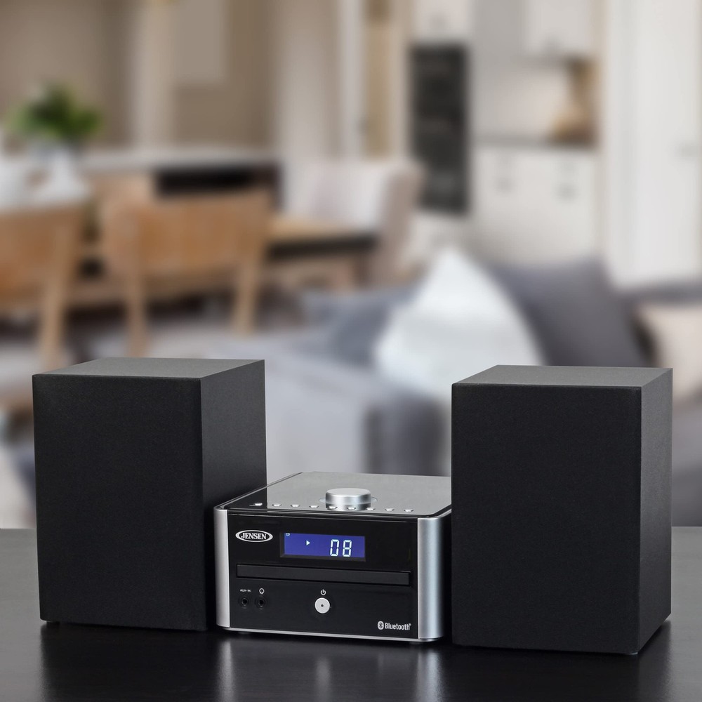 Jensen JBS-210 3-Piece Modern Compact Bluetooth Stereo Shelf System, CD Playe...