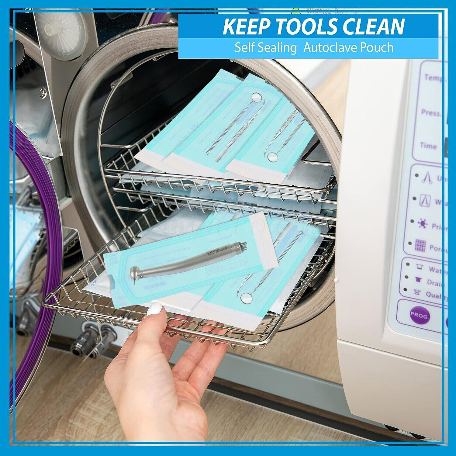 1000 3.5" x 10" Dental Sterilization Pouches Sterilizer Autoclave Bags Tool Nail