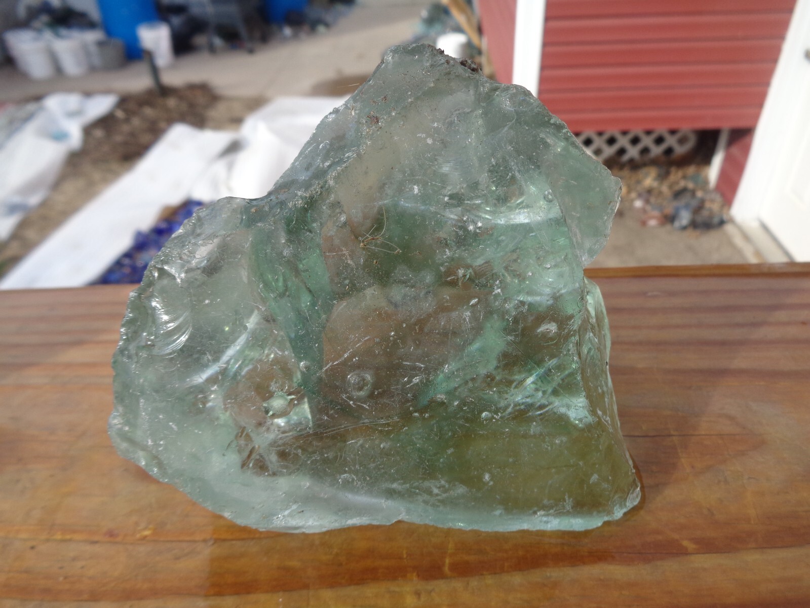 Glass Rock Slag Pretty Clear Ice Blue 2.10 lbs KK53 Rocks Landscaping Aquarium