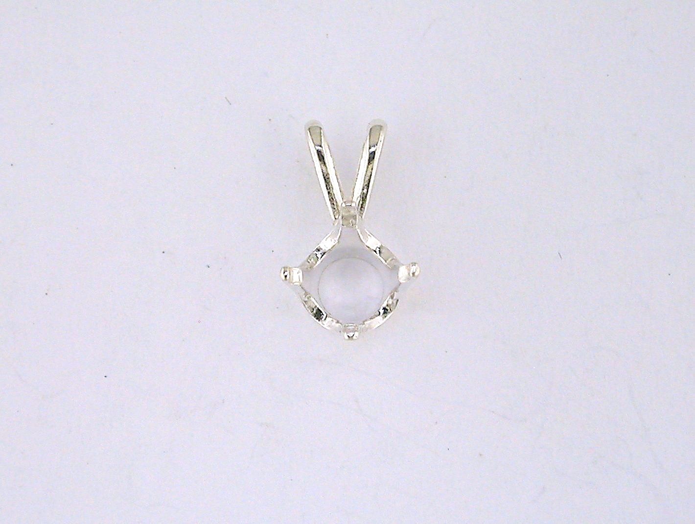Round 4 Prong Standard Pendant Setting Sterling Silver