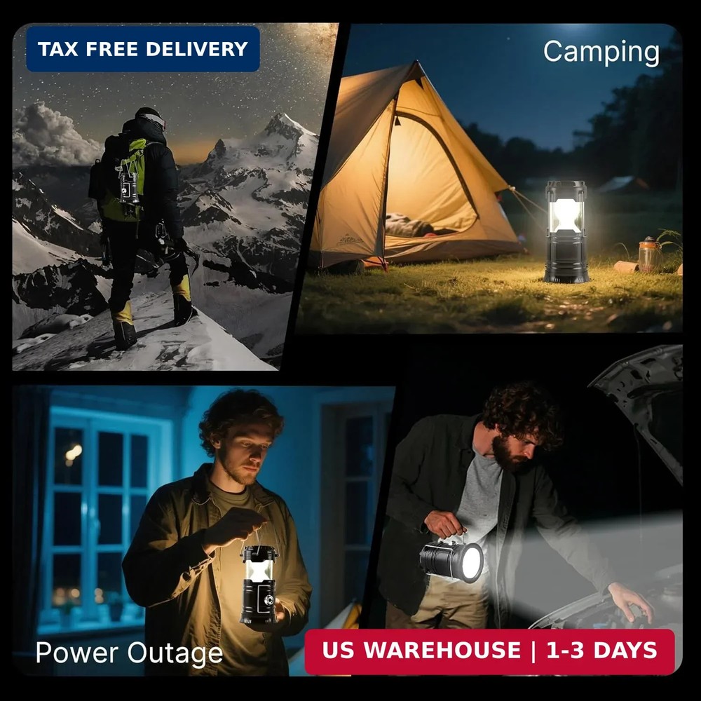 Lichamp Collapsible Portable Solar Camping Lantern, USB Rechargeable LED Flashli