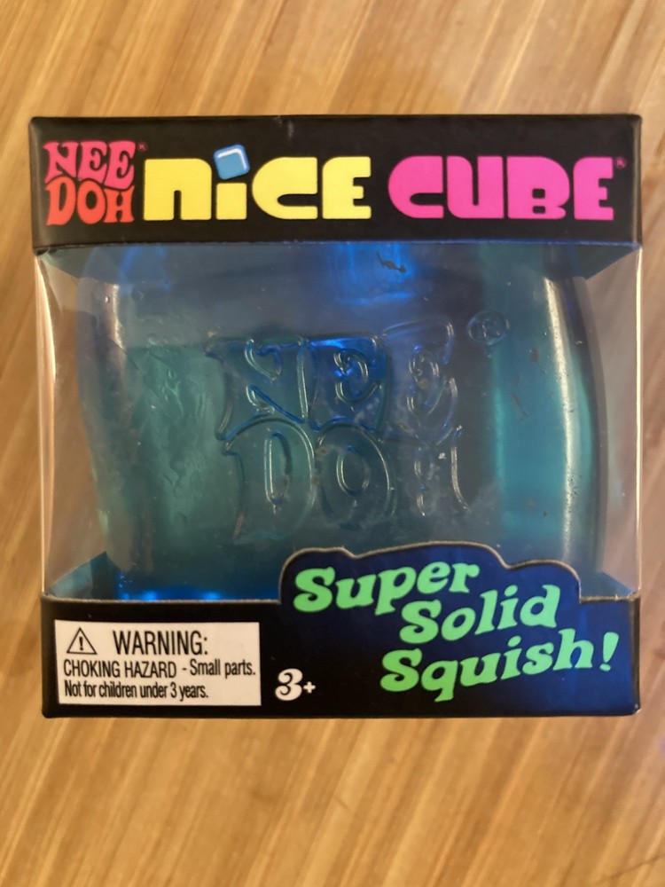 NEW Nee Doh Needoh Nice Cube Super Solid Squish Blue Toy
