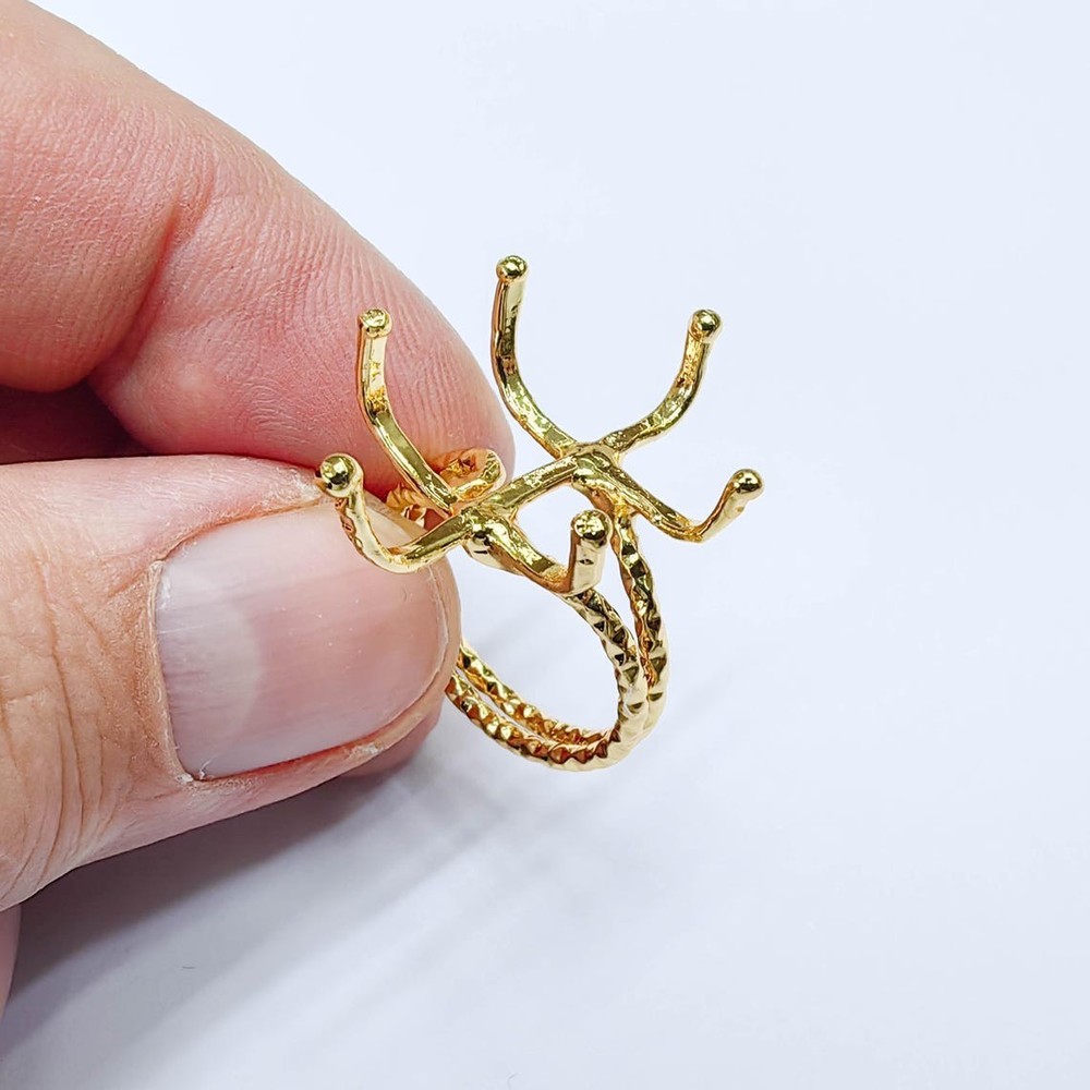 Claw Ring Blank Base Setting Adjustable Ring 25x18mm Bezel Shiny Gold G37575