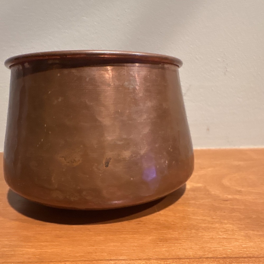 Solid Copper Cup planter with Brass Handle Made in Turkey Hand Hammer