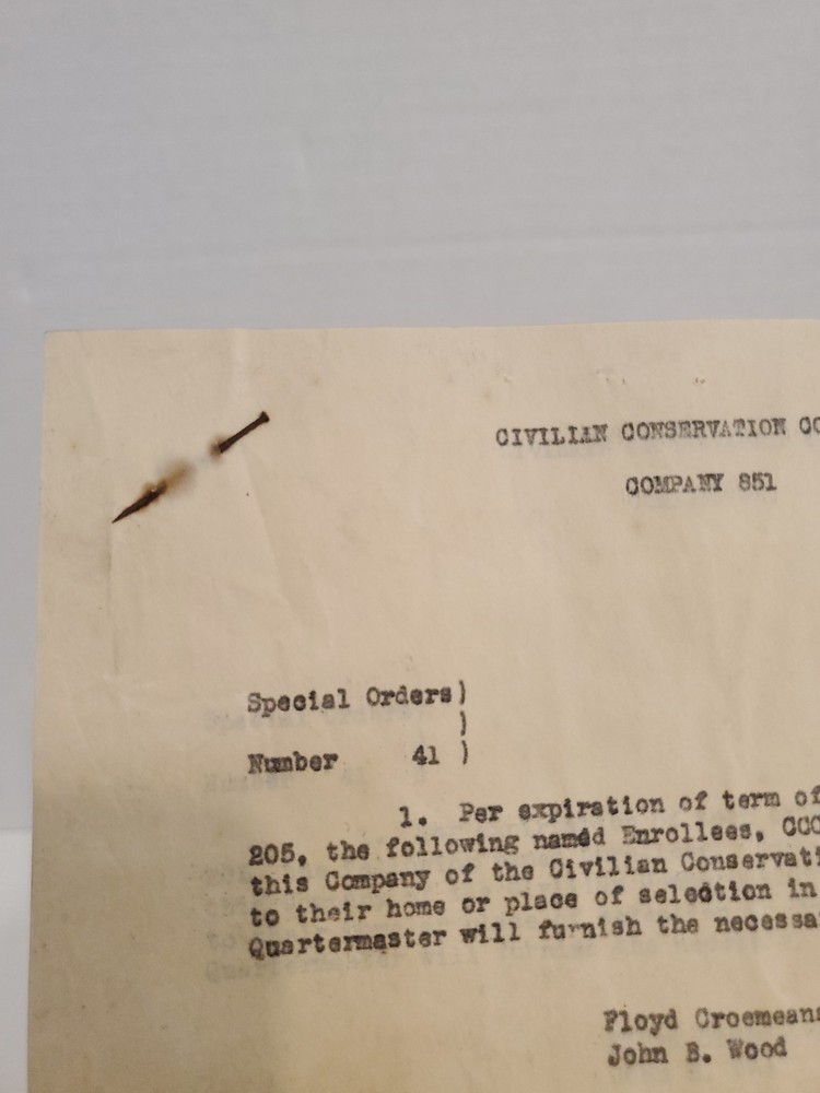 1933 Sheffield Edwards CCC Archive: Signed Docs, Reports & Discharges - CIA Dir