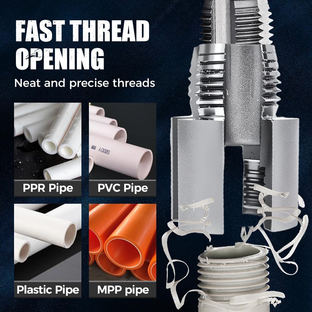 Integrated Internal & External Pipe ThreadingTool, PVC Pipe Threader Kit S+L