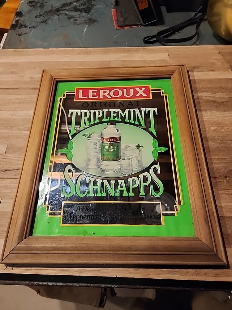 Leroux Triplemint Schnapps Wood Framed Mirror