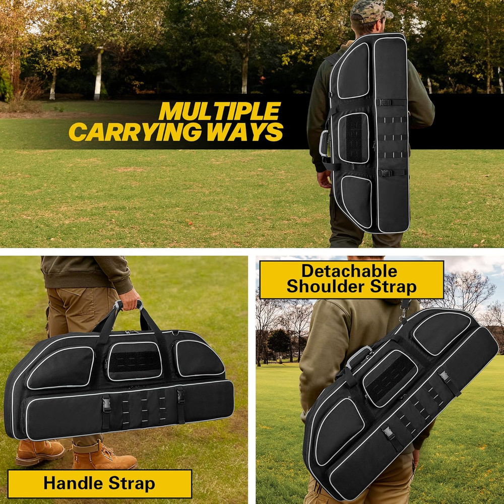 Padded Compound Bow Case with Arrow Pocket & Backpack Strap for Hunting