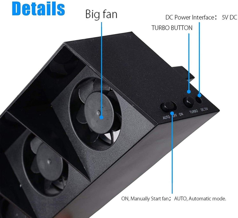 Cooling Fan for PS4, USB External Cooler 5 Turbo Temperature Control...