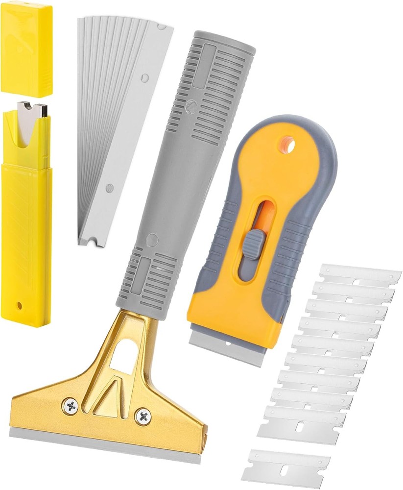 Bates- Razor Blade Scraper Set, 2 Pack, 1.5" & 4" Razor Scraper Tool with 20 Ext