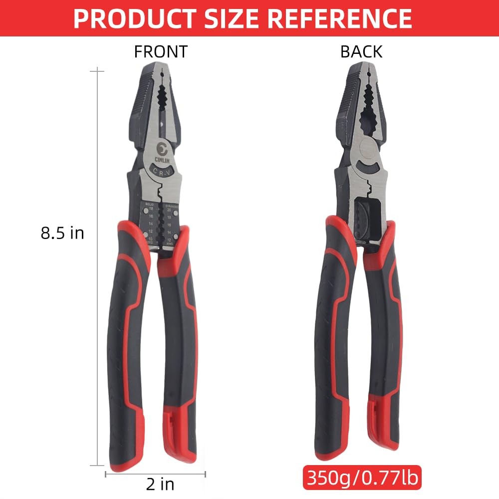 CINLIN Multipurpose Linesman Pliers,8.5in,multifunction Combination Black