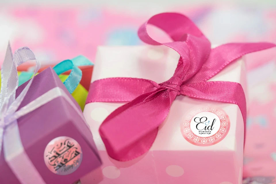 45 Pcs Eid Mubarak Stickers Labels Gold Foil Flower Decorations