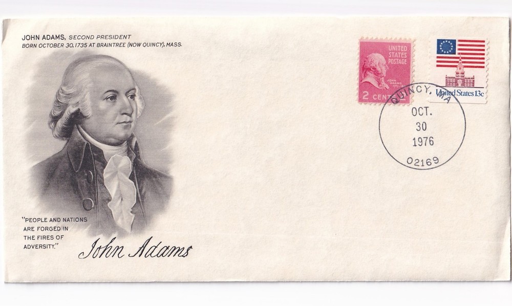 STAMP US SCOTT 1625, 806 "John Adams" 13 CENT 1975 FDC - C