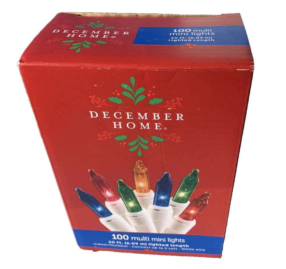 MultiColor Mini Lights String 100 Count WHITE Wire Christmas Incandescent 20'