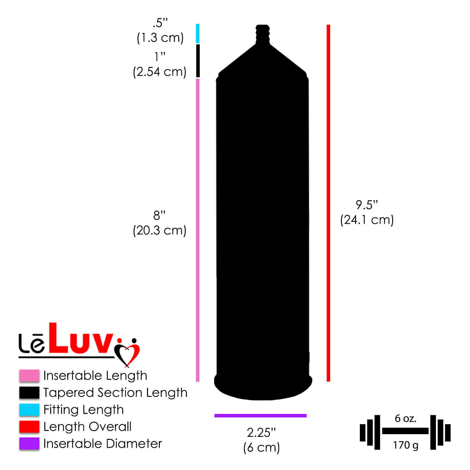 LeLuv Replacement Cylinder for EasyOp Penis Pumps 2.25" or 2.50" Diameter