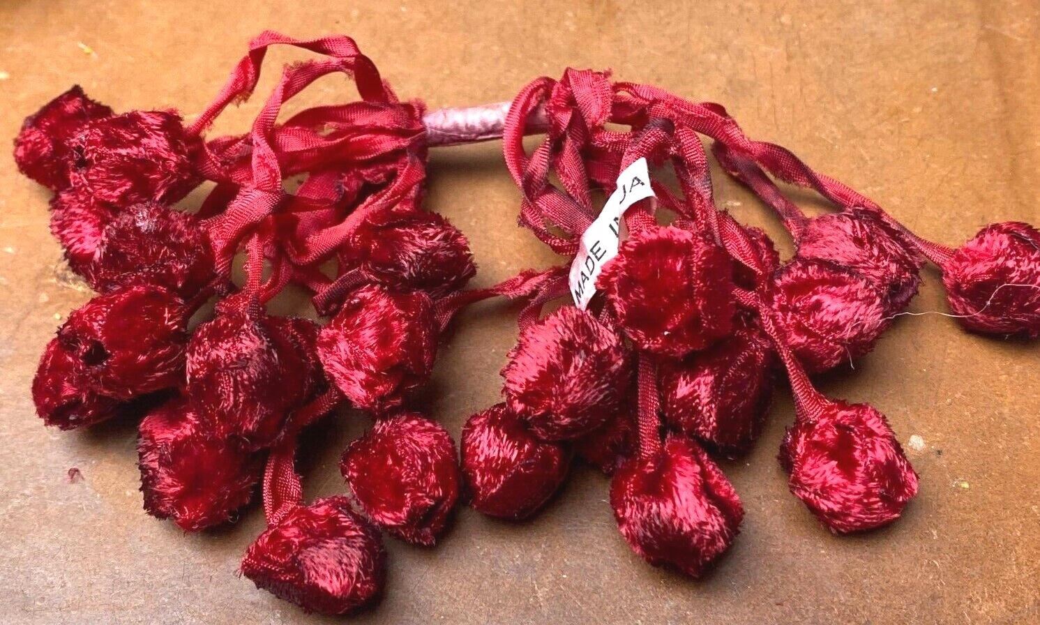 vintage 1940s velvet cherrie red berries hand wrapped 1 bundle made in Japan