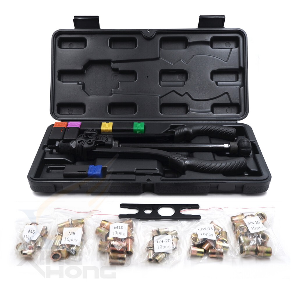 Thrust Type Hand Nut Riveter 360mm 14" Rivet Nut Gun Kit Rivnut Setting Tool