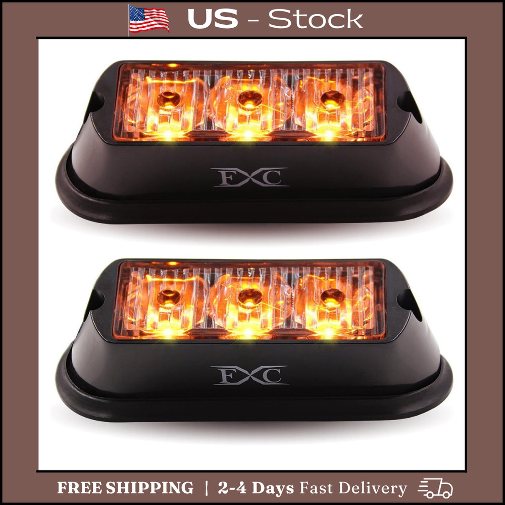(2PCS 3-LED Strobe Lights Amber Waterproof Emergency Beacon Flash