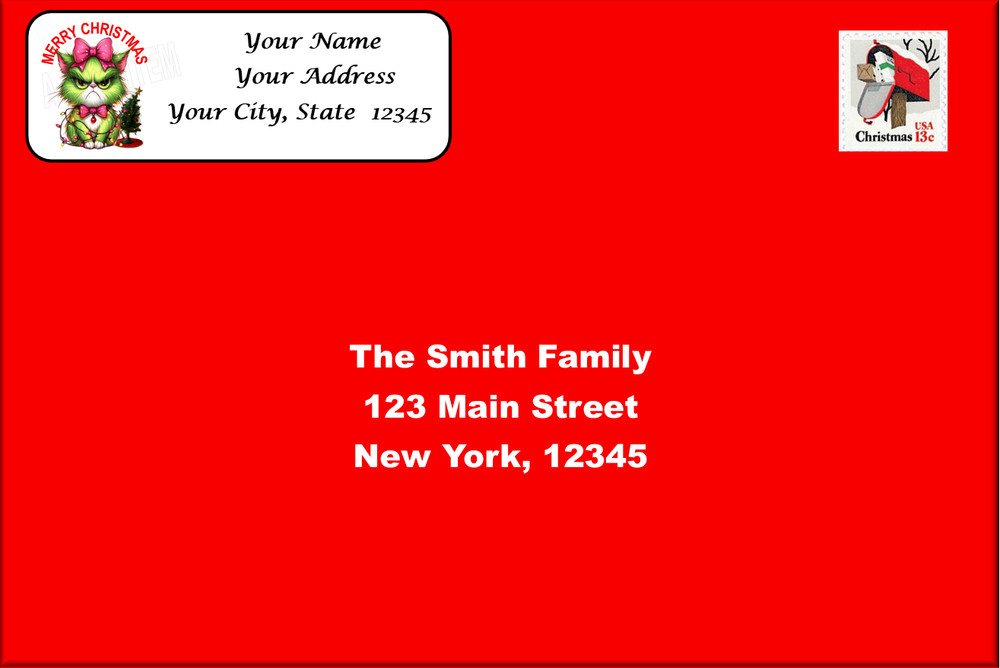 30 angry cat Personalized Christmas Return Address Labels