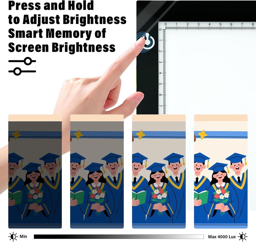 Ultra-Thin A4 Tracing Light Box, USB LED Light Table with Adjustable Brightness