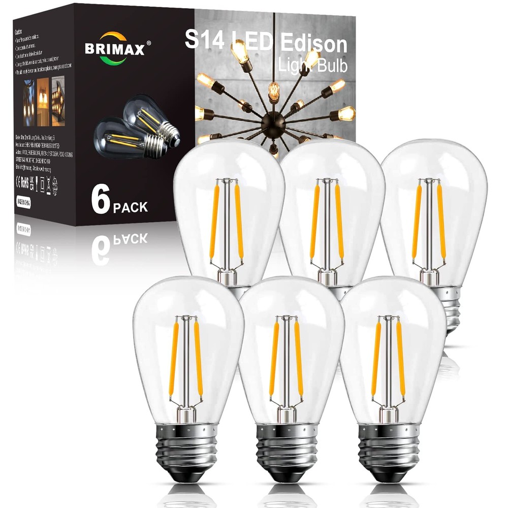 BRIMAX LED Bulbs E26 2W S14LED Outdoor Edison Bulbs for String Light Replacement