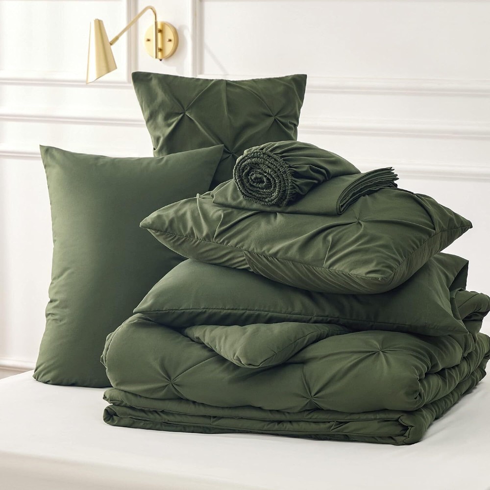Bedsure Full Size Comforter Sets - Bedding 7 Full, Olive Green
