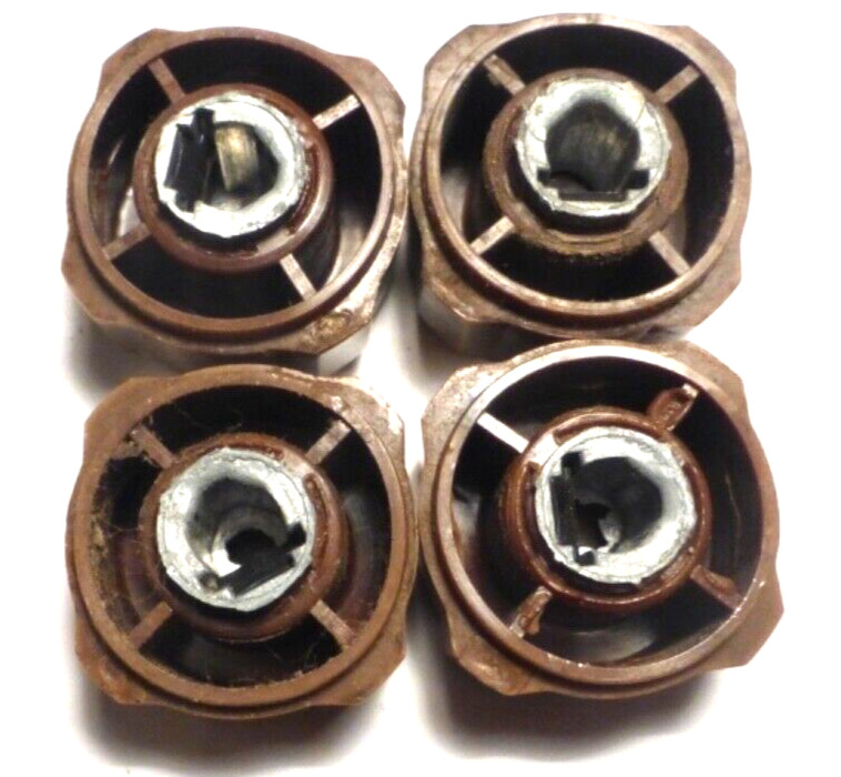 vintage SILVERTONE 6424 TABLETOP : SET OF 4 PUSH-ON "lettered" BAKELITE KNOBS