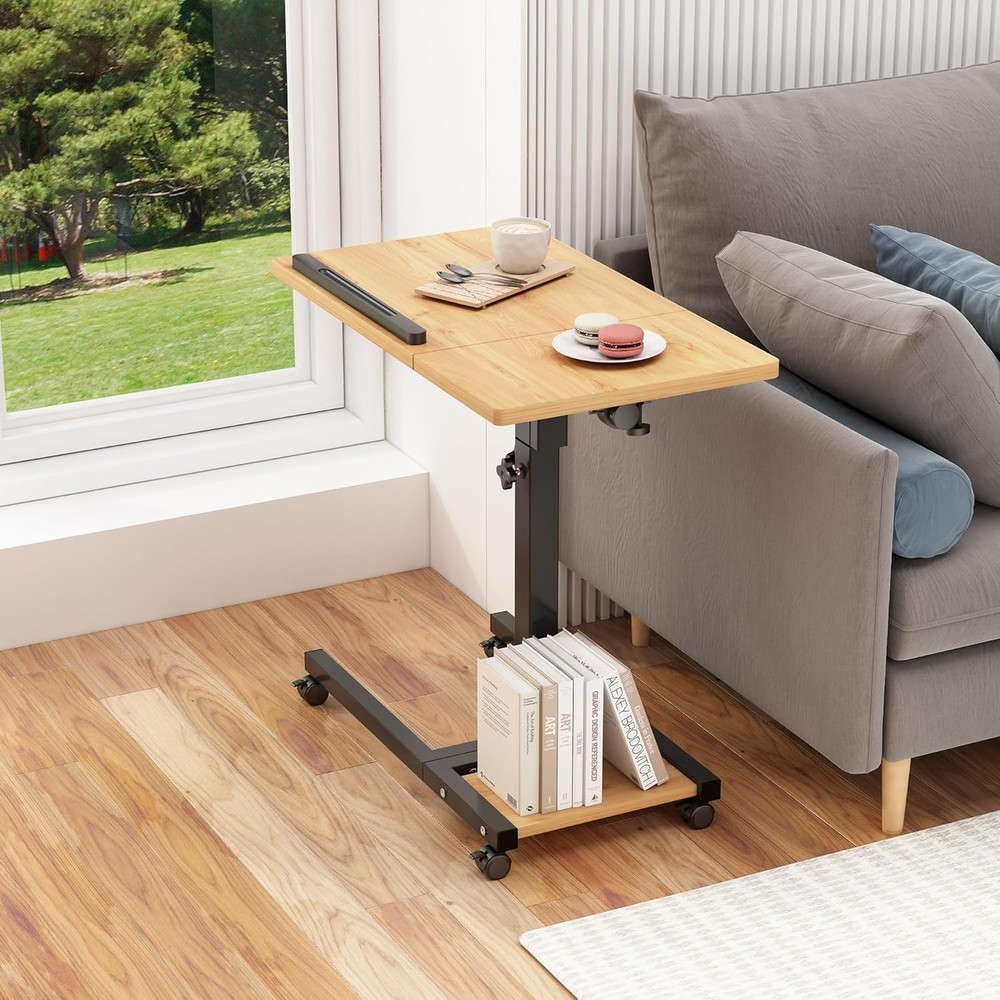 TigerDad Mobile Adjustable Height Laptop Stand PC Computer Onesize, Wood