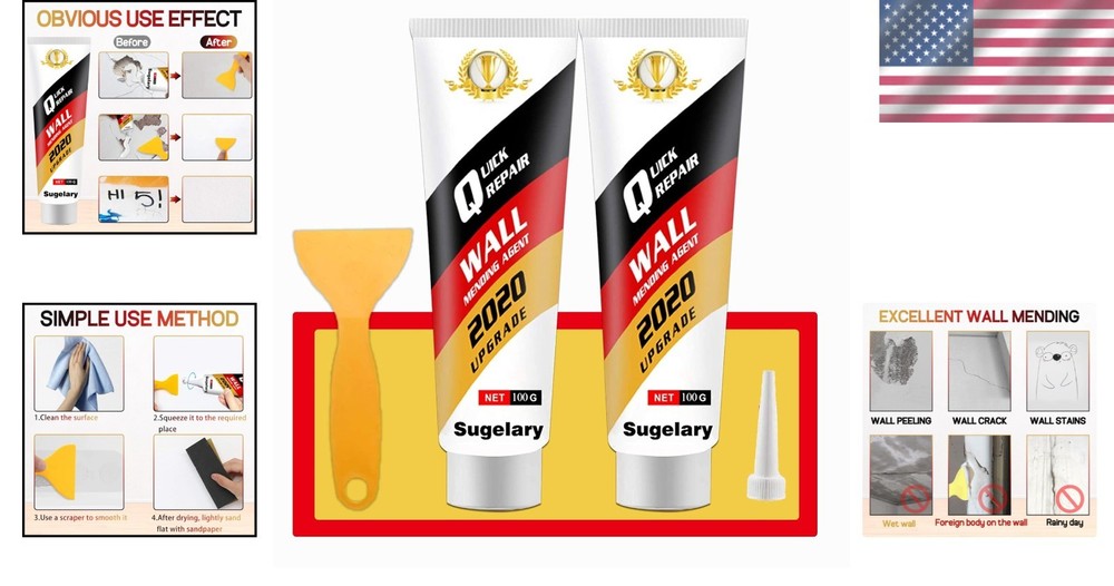 2-Pack Drywall Patch Repair Kit with Scraper - Waterproof Wall Spackle Paste