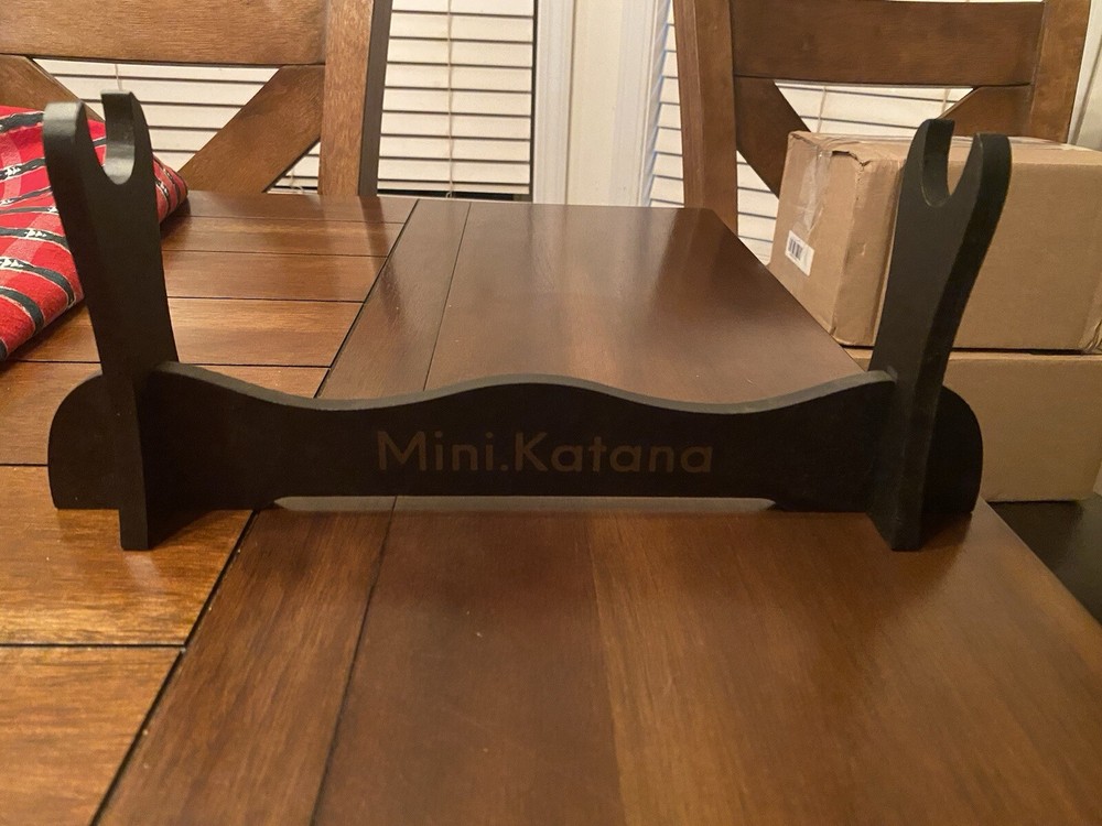 14" Single Black Wooden Sword Stand Horizontal Samurai Katana Table Display
