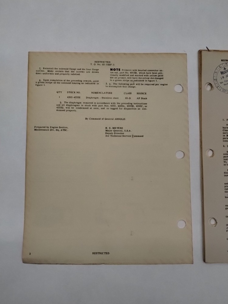 Chandler-Evans Model 58CPB-4 Carburetors Technical Orders-Original