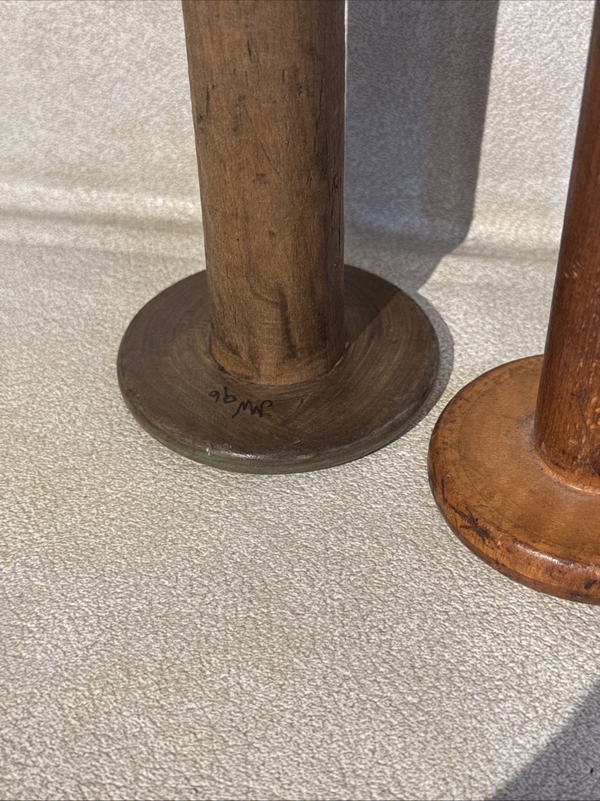 Vintage Wooden Textile Spools Bobbins Lot 2 Rustic Farmhouse 7” & 9"