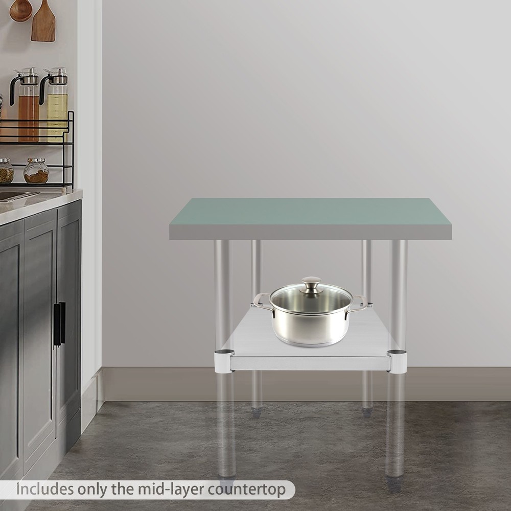 Stainless Steel Rectangular Shelf for Work Table, Adjustable 220 lbs Capacity