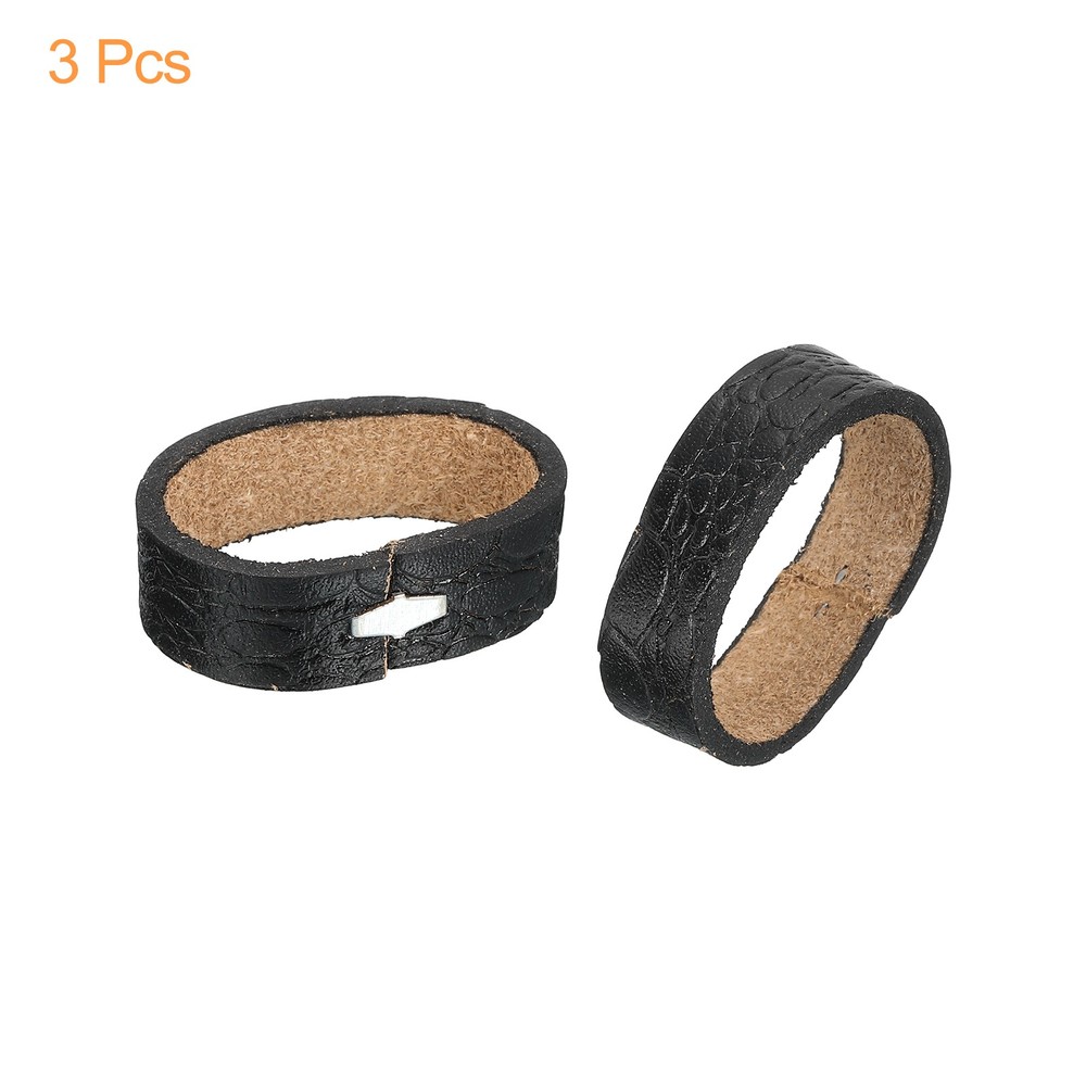 3Pcs Leather Belt Loop Keepers, Fits 3.8cm Width Belt Strap Buckles (Black)